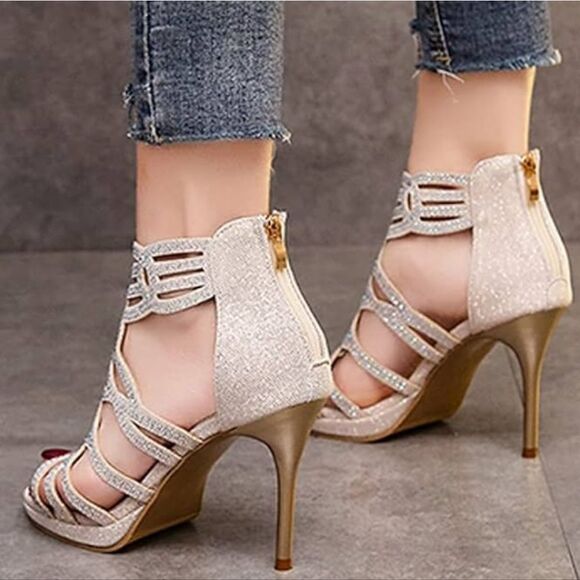 BRAND NEW FOREVER LILLI HIGH HEEL SHIMMER GLITTER WOMEN'S SANDAL - Picture 1 of 15